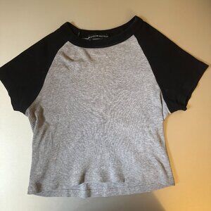 brandy melville grey and black cropped short sleeve